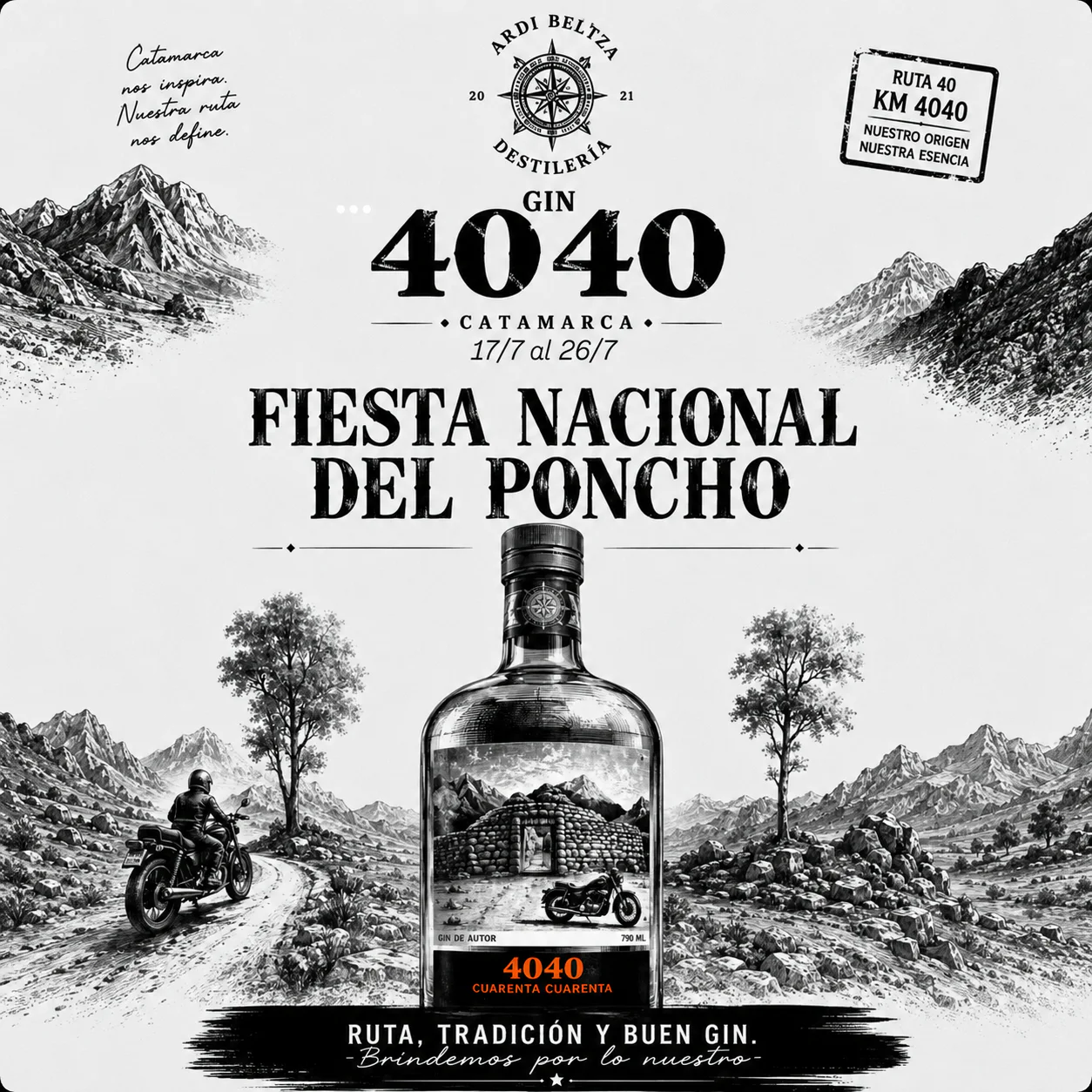 Pieza de Gin 4040 para la Fiesta Nacional del Poncho 2026